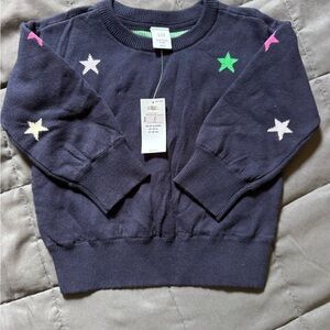 New GAP baby girl Navy Sweater with Colorful Star Accents, 18-24 months
